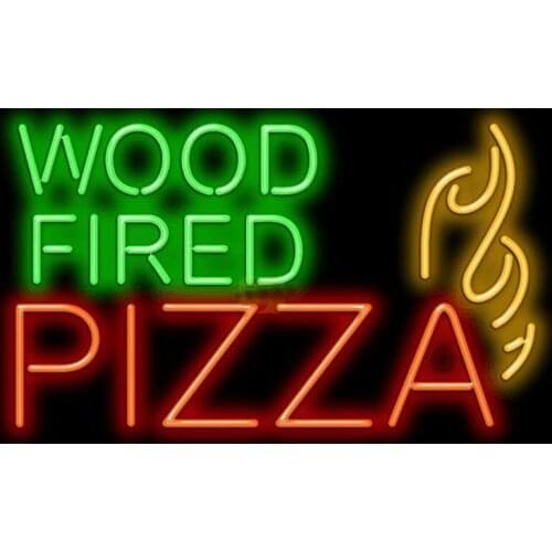 Neon Sign Wood Fired Pizza light Neon Wall Sign Shop Food Display Lamp Enseigne Lumineuse Decorate Home Handmade Real glass TUBE