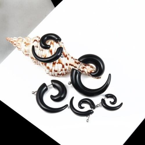 2019 New 6mm Shaped Black Ox Horn Stud Earrings Fashion Jewelry For Man