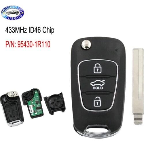 Upgraded Remote Key Fob 433MHz ID46 Chip for Hyundai Accent 2011 2012 2013 2014 P/N: 95430-1R110