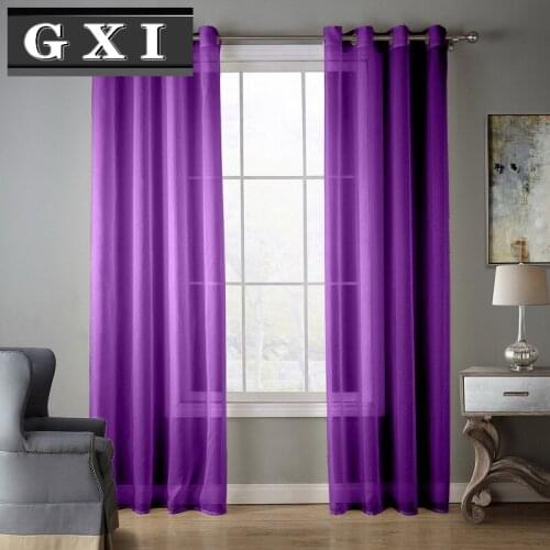 GXI Solid Tulle Curtain Dark Purple American Style Grey for Living Room Window Screening Door Drape Sheer Tulle Curtains