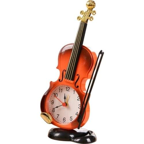 Wholesales Creative Home Office Decor Mini Bedside Desk Violin Alarm Clock Festival Gifts