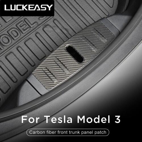 LUCKEASY Front Engine Box Luggage Bumper Panel for Tesla Model 3 2017-2020 Front box real carbon fiber protection patch