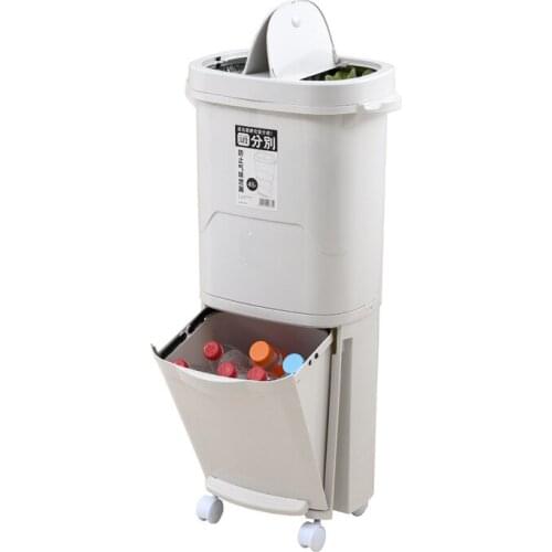 38L/45L Plastic Large Double Layers Trash Can Kitchen Waste Sorting Bins Double-deck Cover Classified Dustbin Storage Bucket