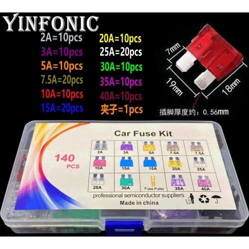 140pcs 2A/3A/5A/7.5A/10A/15A/20A/25A/30A/35A/40A middle Medium Blade Fuse Auto Car Truck Motorcycle SUV fuse with Fuse Puller