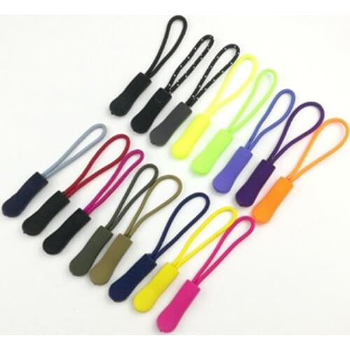 Colorful Silicone Rubber Zipper Pull Ropes Zip Puller Fastener Backpack Luggage 10Pcs For DIY Clothing Accessories
