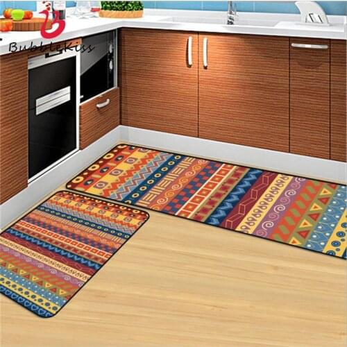 Bubble Kiss Ethnic Style Colorful Geometric Pattern Kitchen Mat Door Mat Entrance Waterproof Kitchen Carpet Floor Mat Soft Rug