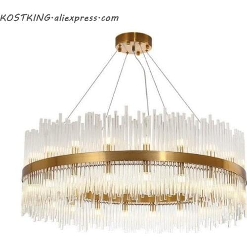 Luxury Lustre Gold Pendant Light Led G9 Luminaires Fixtures Hanging Lamp Living Room Led Pendant Lamp Glass Tubes Suspend Lamp