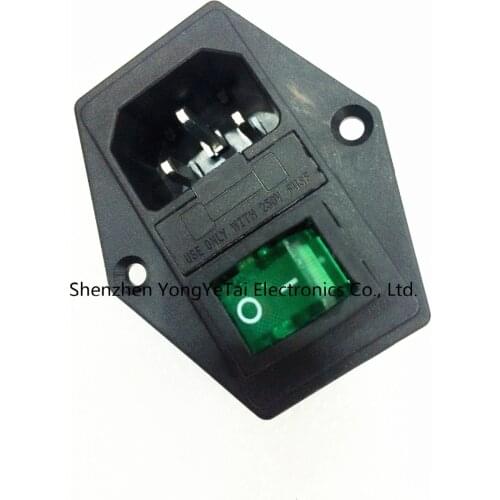 YYT 1Set 15A 250V AC power outlet with a three-word article illuminated seat belt switch lug AC outlet Green