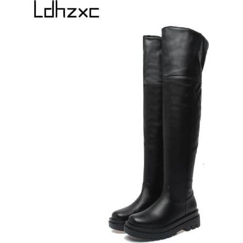 LDHZXC 2020 Thigh High Boots Women Shoes Sexy Slim Long Over The Knee Boots platform Women Fashion Womens Boots size 42 43