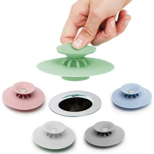 Silicone Press Drain Hair Catcher Sink Plug Strainer Stopper Household Basin Bathtub Supplies Kitchen Accessories