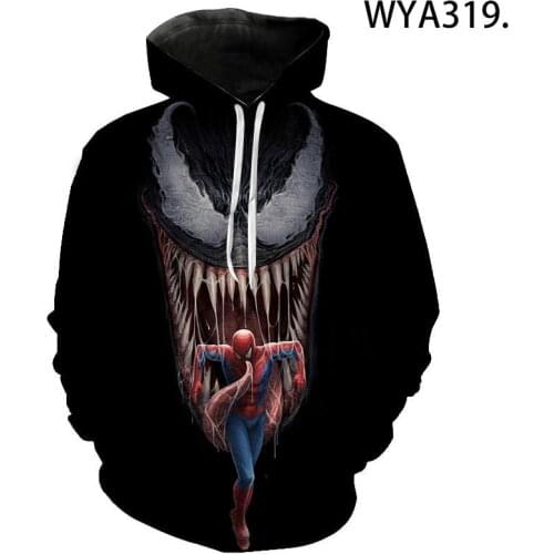 2021 Spring Autumn Marvel Venom Mens Womens Harajuku Sweatshirt Boy Fashion Streetwear 3D Print Pullover Hip Hop Hoodie
