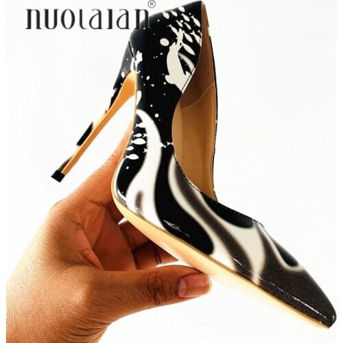 Brand Woman Shoes Patent Leather Women Sexy Stiletto 8/10/12CM High Heels Ladies Fashion Pointed Toe Pumps Party Dress Shoes