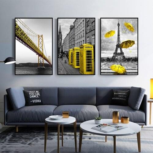 Paris Tower City Landscape Decor Canvas Paintings Poster French Paris bridge Wall Art Prints Black and White Pictures Home Decor