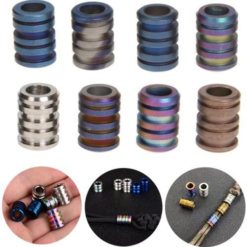 Outdoor Titanium Alloy Steel Paracord Beads Knife Lanyard Camping Knife Gadgets Braided Parts Decoration EDC Multi Tools