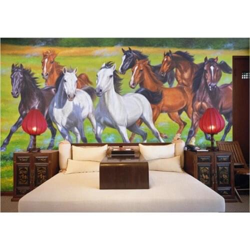 WDBH Custom photo 3d wallpaper Hand Painted HD Oil Painting Prairie Horse Art living room 3d wall murals wallpaper for walls 3 d