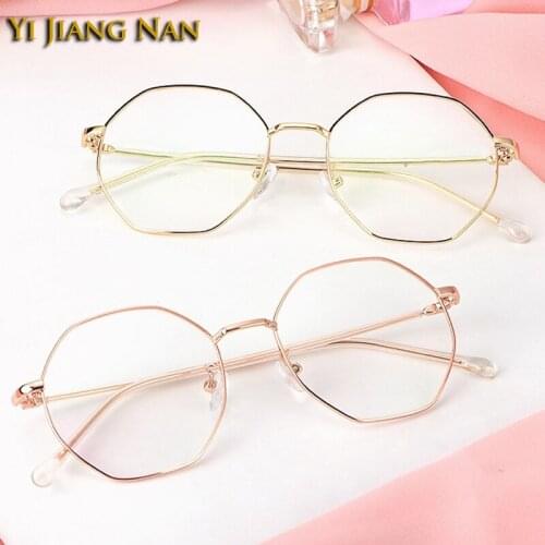 Women Polygon Light Weight IP Plated Alloy 11 g Optical Eyewear Prescription Glasses Frame for Men Eyeglasses Spectacle
