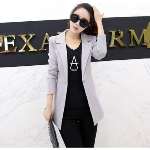 Mujer Spring Elegant Small Blazers Ladies Coats Korean Slim One Button Long-sleeved Suits Womens Large Size Casual Suit Z573