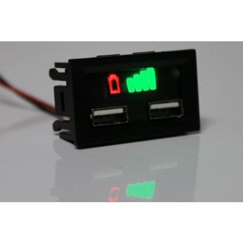12V Lead Acid Battery Capacity Display Power Meter Gauge for Electric Scooter Car with USB charging port L69A