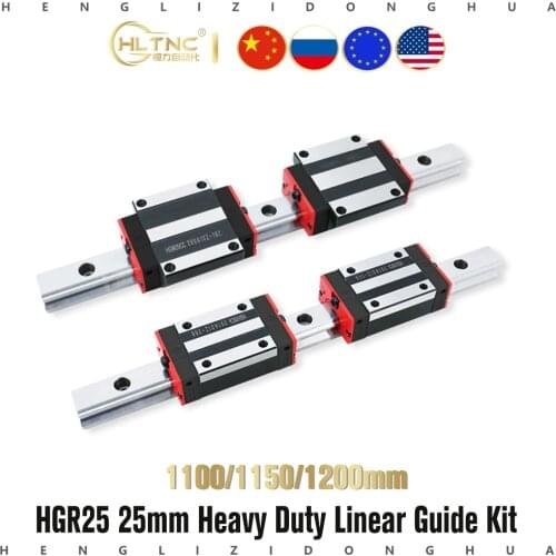 2 pcs linear guide HGR25 1100mm 1150mm 1200mm Linear rail + 4 pcs HGH25CA /flang HGW25CC linear bearing blocks for CNC part