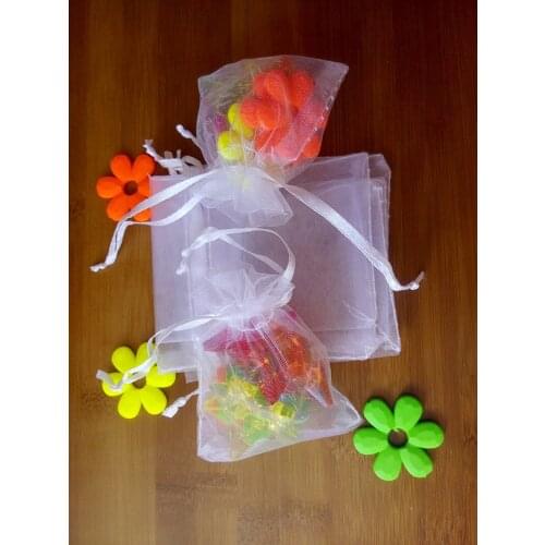 20*30cm 300pcs Organza Bag white Drawstring bag jewelry packaging bags for tea/gift/food/candy small transparent pouch Yarn bag