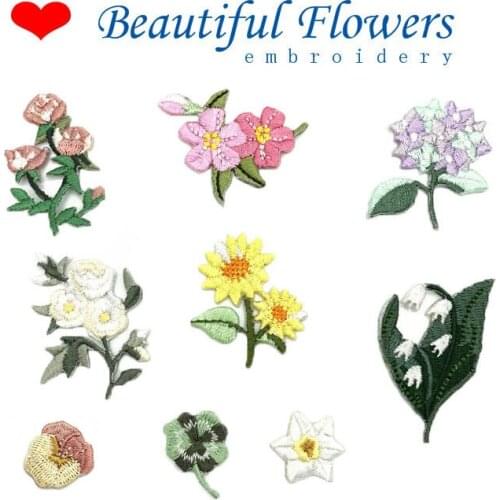 3pcs Iron On Flower Patches For Girl Clothing Diy T-shirt Dresses Appliques Heat Transfer Vinyl Washable Stickers On Clothes