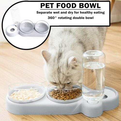 3 in 1 Cat Bowl Water Dispenser Automatic Water Storage Pet Dog Cat Food Bowl Food Container with Waterer Pet Waterer Feeder#22
