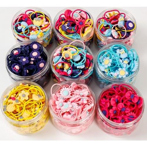 40pcs/set Baby Girls Colorful Small Elastic Hair Bands Children Ponytail Holder Kids Headband Rubber Band Hair Accessories