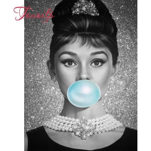 Touoilp 100% Full 5D Daimond Painting"Audrey Hepburn"3D Diamond Painting Round/Square Rhinestones Diamant Painting Embroidery