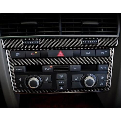 Car Styling Console Air Conditioner CD Panel Decorative Frame Cover Carbon Fiber Sticker Trim For Audi A6 C5 C6 Auto Accessories