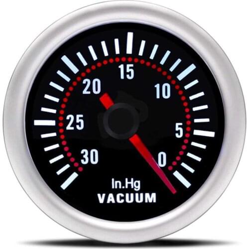 2"52mm 12V Car Auto Vacuum Gauge -30~0 In.Hg Displaying Smoke Lens Racing Car Vacuum Meter White LED