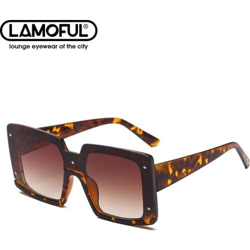 LAMOFUR Brand Mens And Womens Sunglasses 2021 Trend Dark Brown Big Frame Big Face Slim Online Celebrity Couple Driving 9091