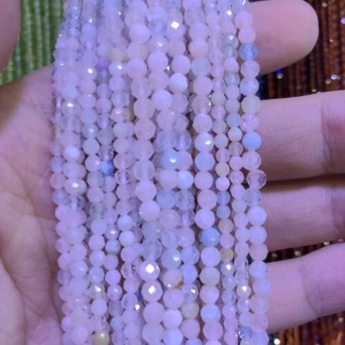 Natural Morganite Beads Micro Faceted Beads 2mm 3mm 4mm Faceted Gem Spacer Beads,Small Tiny Beads for jewelry,1string of 15.5"