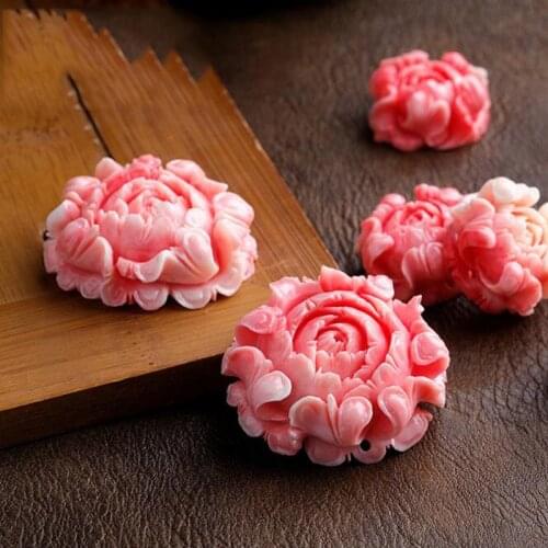 5pcs Peony Flower Beads Synthetic Pink Coral Shell Powder Spacer Beads For Bracelet Necklace Jewelry Making DIY Accessories