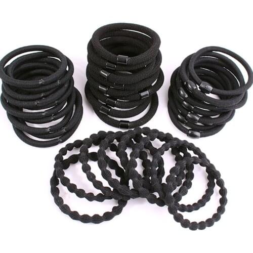 Black High Elastic Hair Rope Simple Gentle Hair Accessories Ponytail Holders Headband Scrunchies Ties For Women and Girl