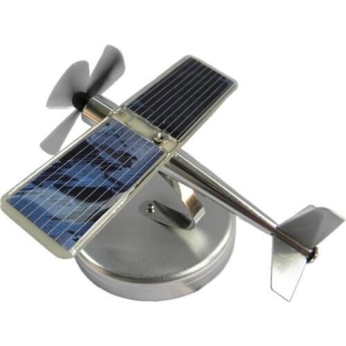CHANCS Decorative Aircraft Model Solar Power 0.4W Assembled Solar Plane Kit Stainless Steel