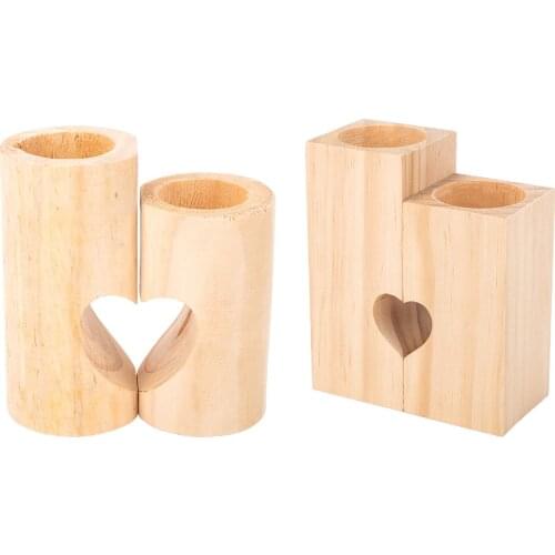 Heart-shaped Hollow Wooden Convenient Practical Stylish Durable Multi-occasional Candlestick Candle Holder Stand Party Home Deco