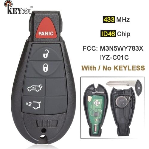 KEYECU 433MHz ID46 Chip M3N5WY783X / IYZ-C01C keyless-Go Smart Remote Key Fobik Fob for Jeep Grand Cherokee Command 2008-2012