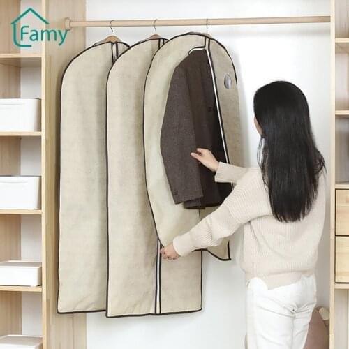 Garment Bags Dust Cover Clothes Storage Fall Jacket Coats Wardrobe Clothing Storage Visible Hanging Household Storage Products