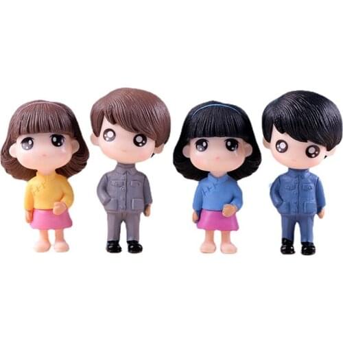 1set Mini Stool Couples Dolls Fairy Garden Miniatures Decor Dollhouse/Terrarium Action Figures Figurine DIY Micro Landscape
