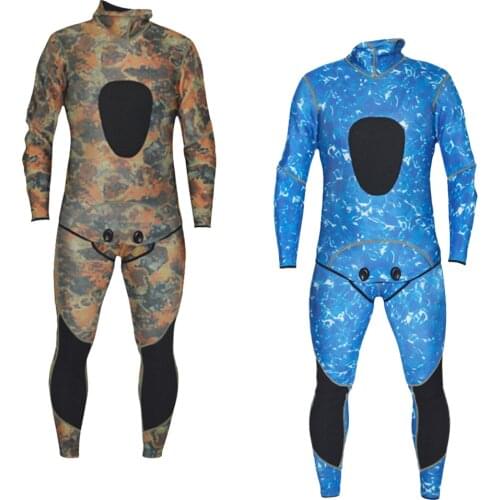 Multicolor Mens Camo Full Body 2-Piece Set 3mm Neoprene Diving Wetsuit Diving Wetsuit for Water Sports