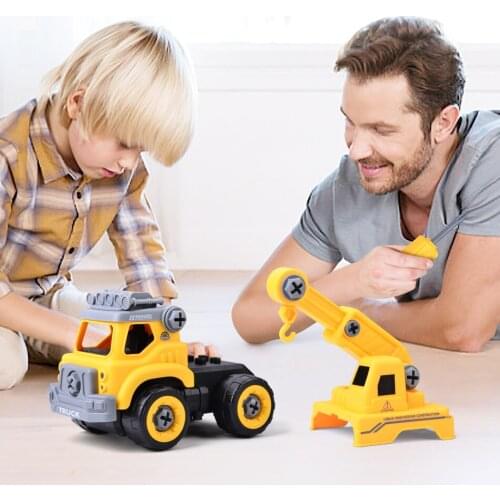 1set Assembled Dump Inertial Car Truck Excavator Mixer Roller Model Car Toys Puzzle Building Block Education Toys For Boys Kids