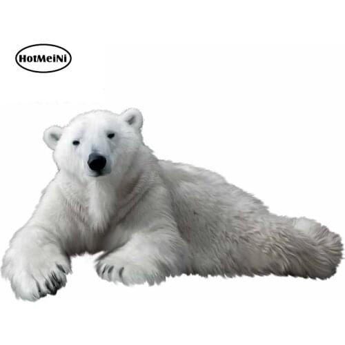 HotMeiNi 13cm x 7.4cm for Polar Bear White Plush Car Stickers Bumper Decal Personality Waterproof Refrigerator VAN Graphics