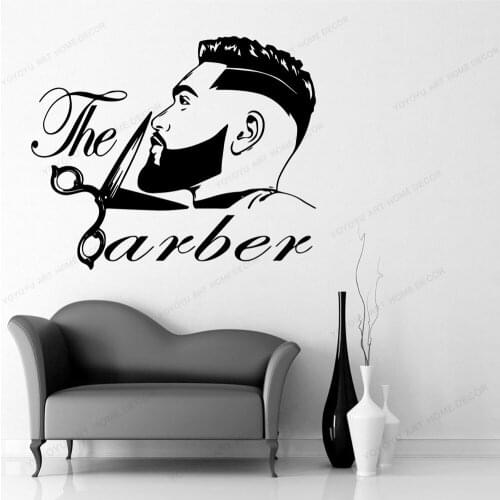 The barber Wall Decal Removable Mural For Barber Shop Nature Decor Home Barber Store Salon Vinyl Mural adesivo de parede WU315