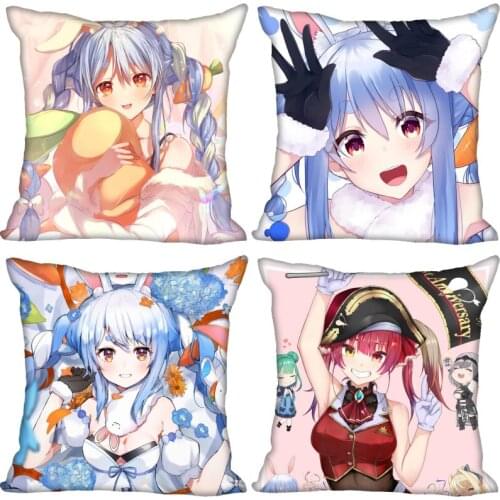 Anime Usada Pekora Pillow Case For Home Decorative Silk Pillows Cover Invisible Zippered Throw PillowCases 40X40,45X45cm 0603