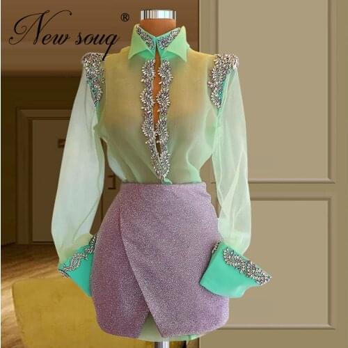 New Beaded Short Cocktail Dresses Formal Party Night Dress Dubai Couture Cocktail Gowns 2021 Arabic Prom Gowns Robes De Soiree