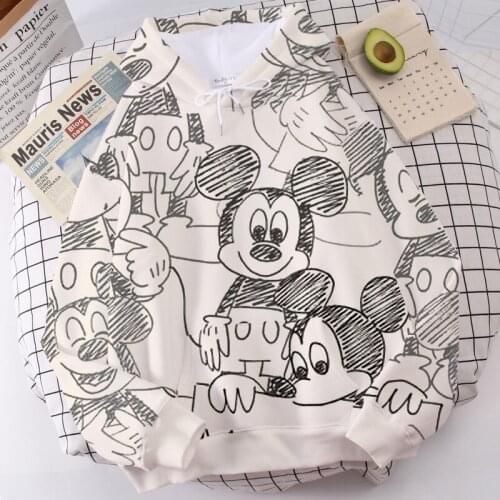 New Disney Hoodie Mickey Minnie Printed Fall/Winter Sweater Casual Fashion Harajuku Pullover Oversized Thick Top Men and Women