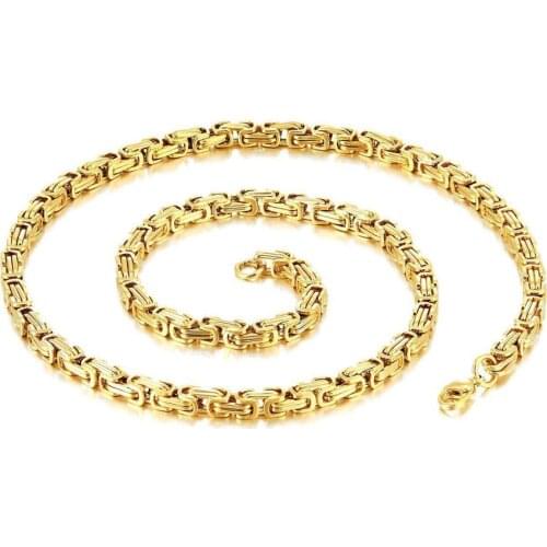 Wholesale Jewelry -- 60 cm x 5 mm Length Titanium steel Byzantium Necklaces for Men No Fade Gold / White