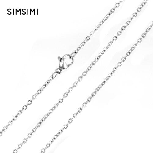 Simsimi Women Rolo chain 1.5/2mm width silver color necklace Diy jewelry necklace Stainless steel chain high quality 50pcs