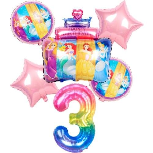 Disney Princess Cake Foil Balloons Baby Shower 40inch Number Birthday Party Decorations Kids Toys Girl Globos Wedding Decor