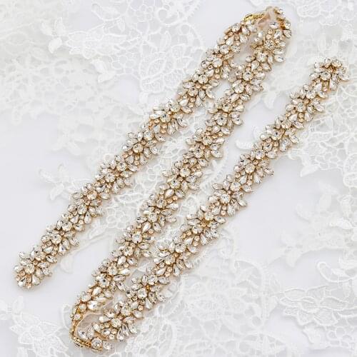 YANSTAR Handmade 3CM*1Yard Rhinestone Applique Tirm For Wedding Dress Belt Wedding Decoration YS817